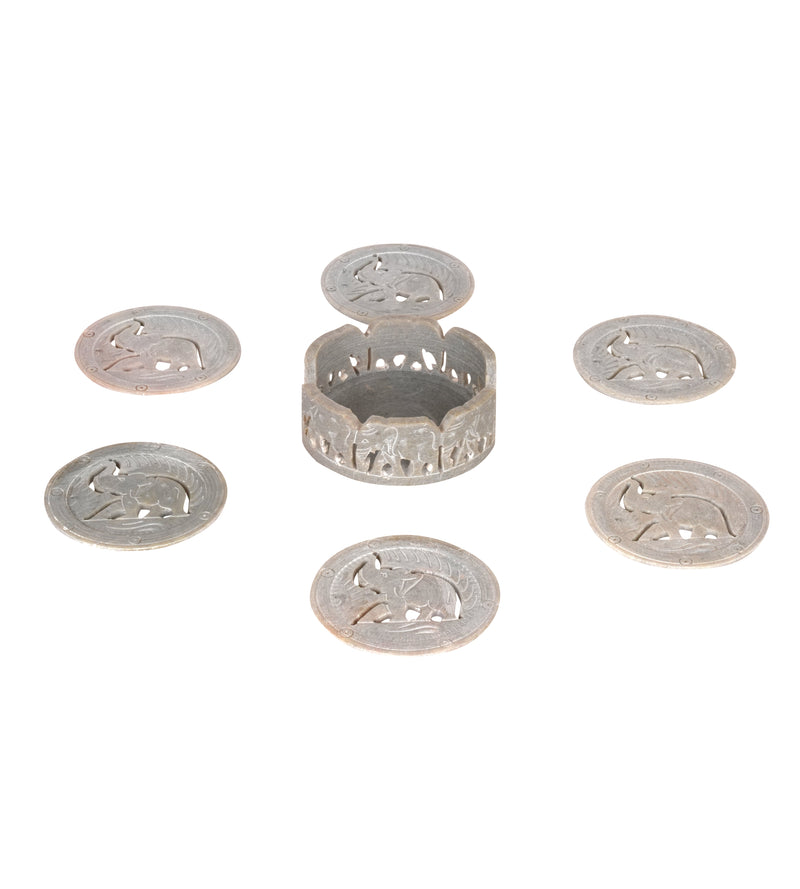 Hand-Carved Vintage Ash Grey Marble Coaster