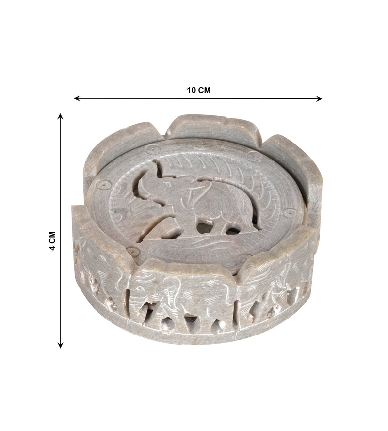 Hand-Carved Vintage Ash Grey Marble Coaster