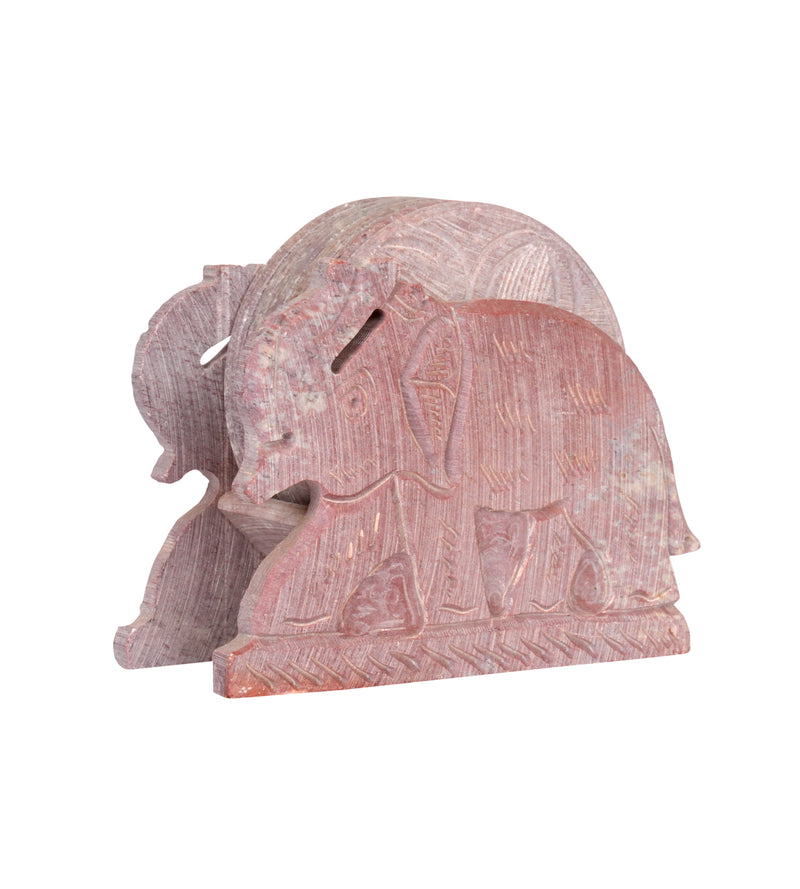 Elephant-Shaped Marble Coaster Set with Holder - Set of 6