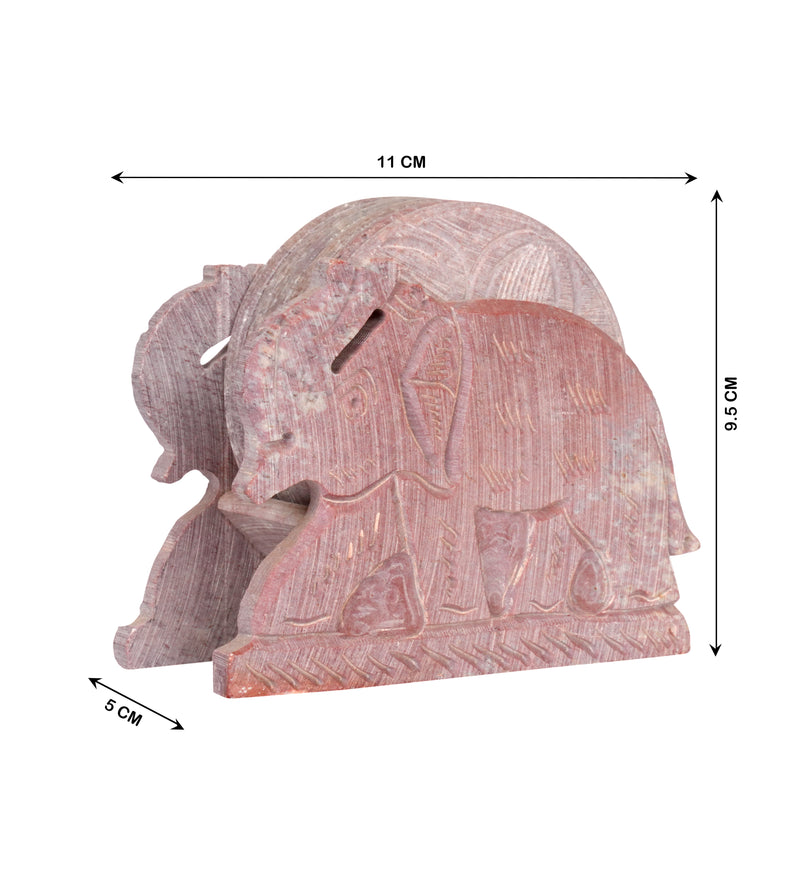 Elephant-Shaped Marble Coaster Set with Holder - Set of 6