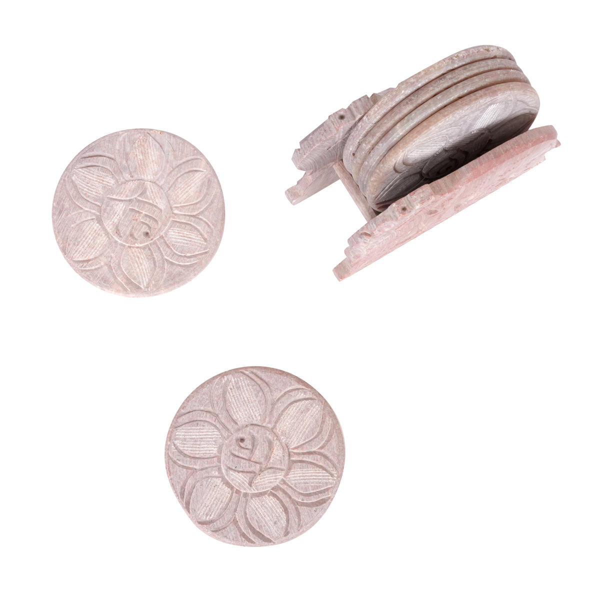Elephant-Shaped Marble Coaster Set with Holder - Set of 6