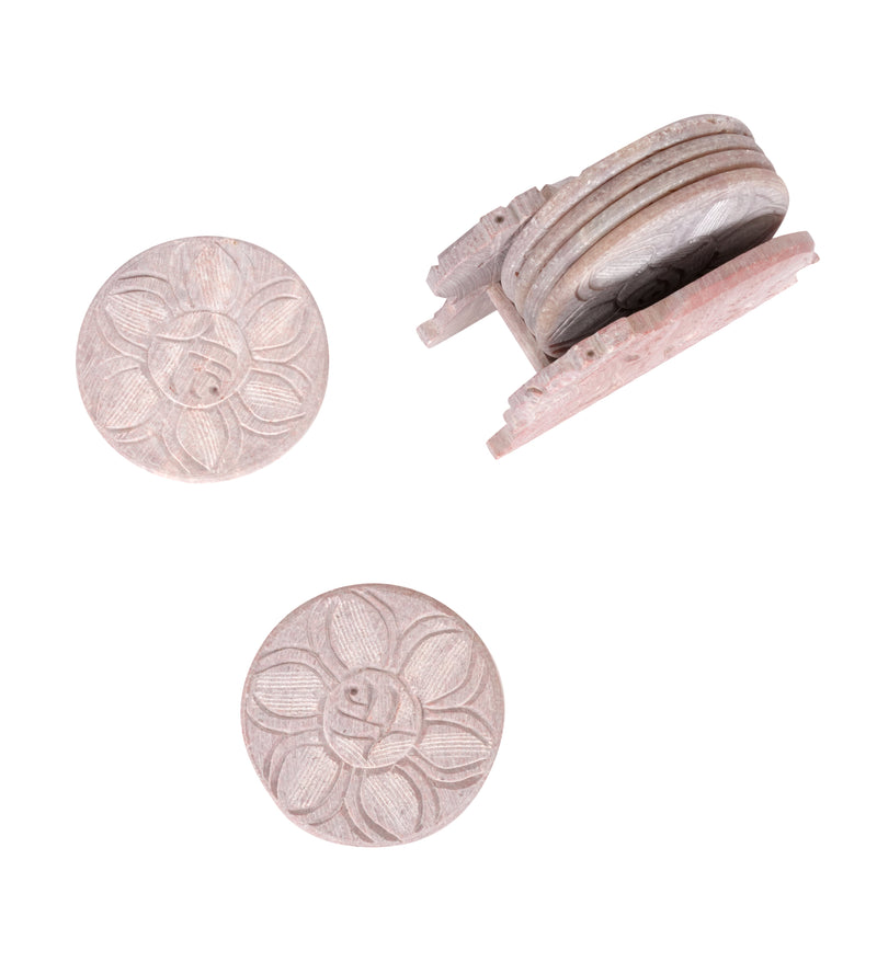 Elephant-Shaped Marble Coaster Set with Holder - Set of 6