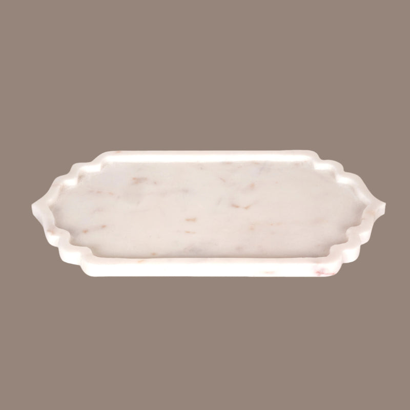 Elegant Marble Tray with Scalloped Edges