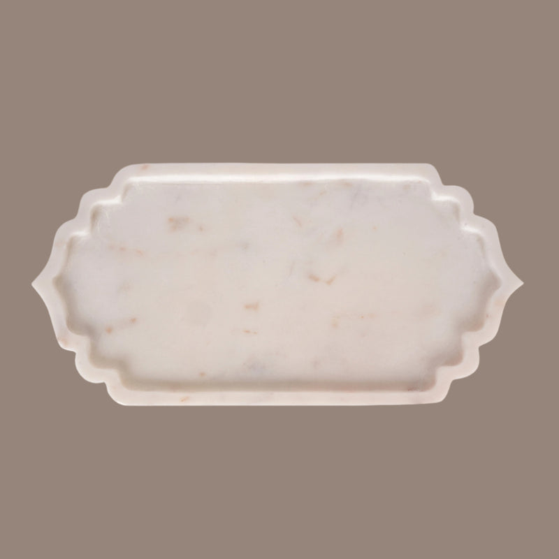 Elegant Marble Tray with Scalloped Edges