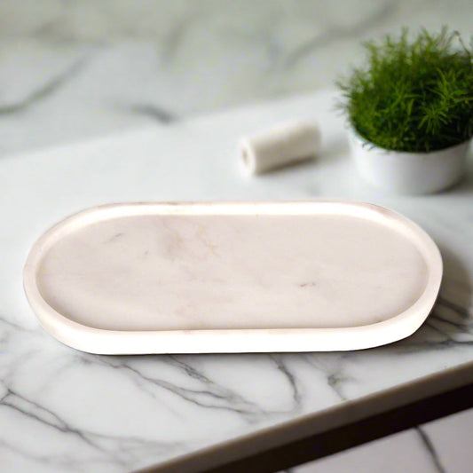 Elegant Rectangular Marble Tray with Rounded Edges