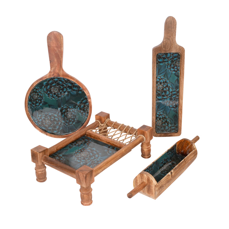 Handcrafted Resin Art Trays - Set of 4