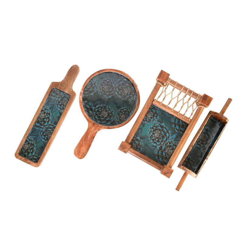 Handcrafted Resin Art Trays - Set of 4