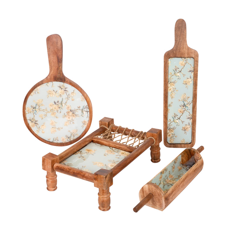 Handcrafted Resin Art Trays - Set of 4