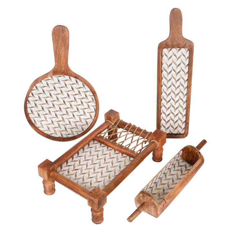 Handcrafted Resin Art Trays - Set of 4