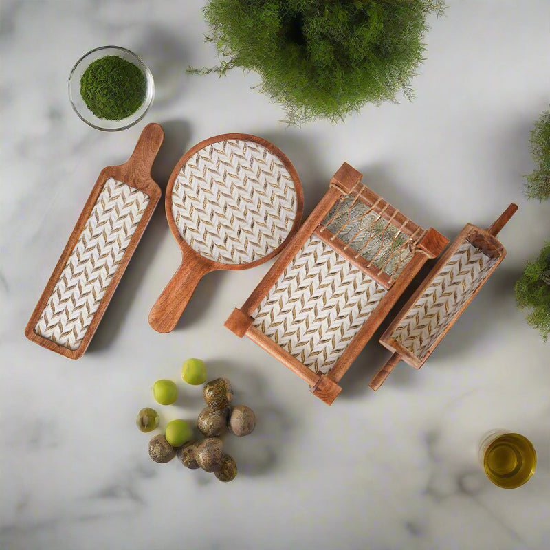 Handcrafted Resin Art Trays - Set of 4