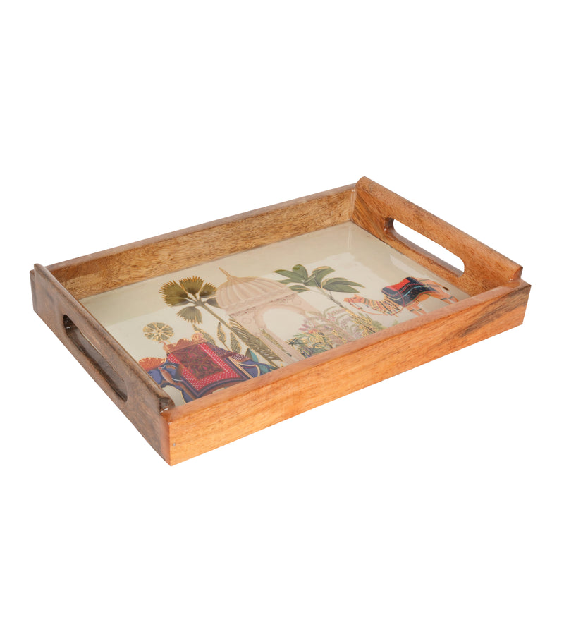 Handcrafted Wooden Printed Trays - Set of 2