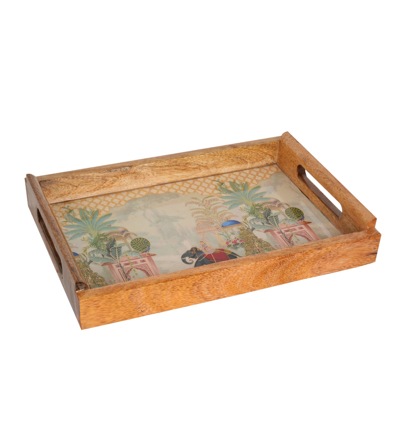 Handcrafted Wooden Printed Trays - Set of 2