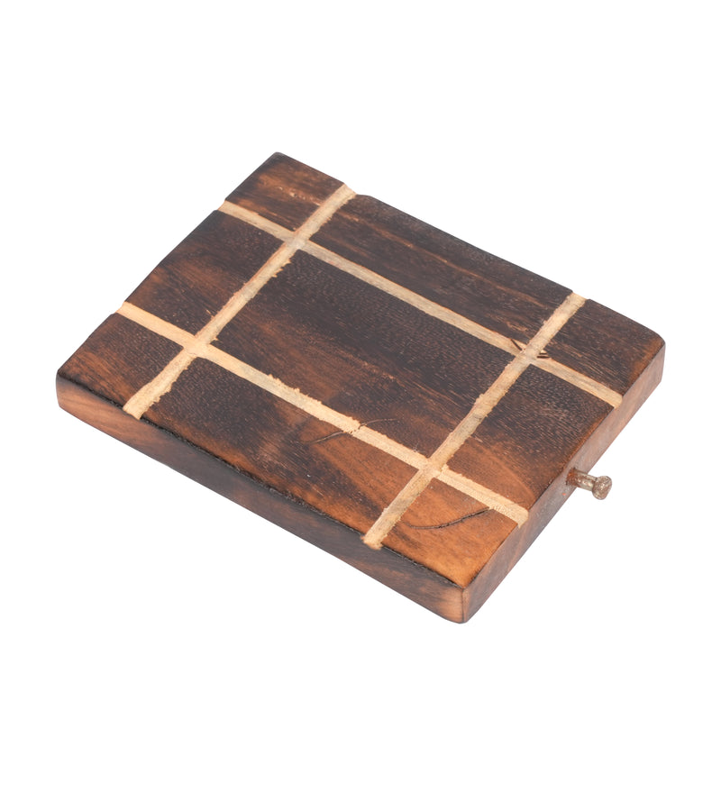 Hand-Carved Sheesham Wood Coaster Set