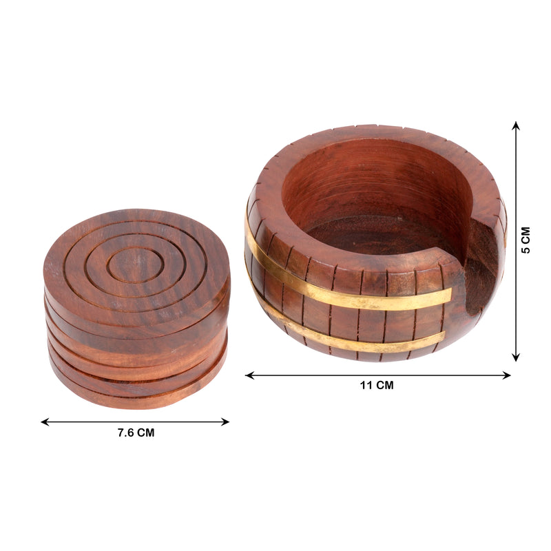 Handcrafted Rosewood Coaster Set with Barrel Holder