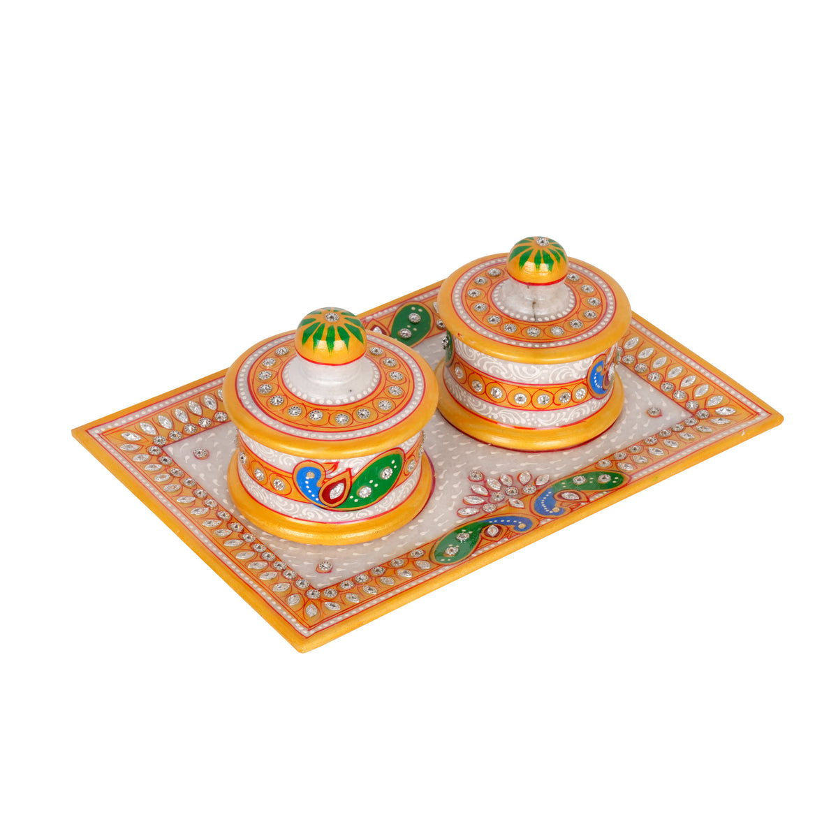 Handcrafted Marble Dry Fruit Set – Traditional Rajasthani Artwork