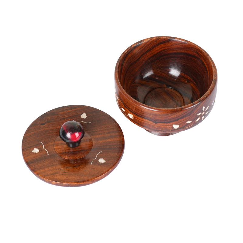 Traditional Charm: Handcrafted Rosewood Trolley with Lidded Boxes