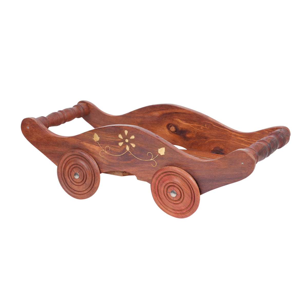 Traditional Charm: Handcrafted Rosewood Trolley with Lidded Boxes