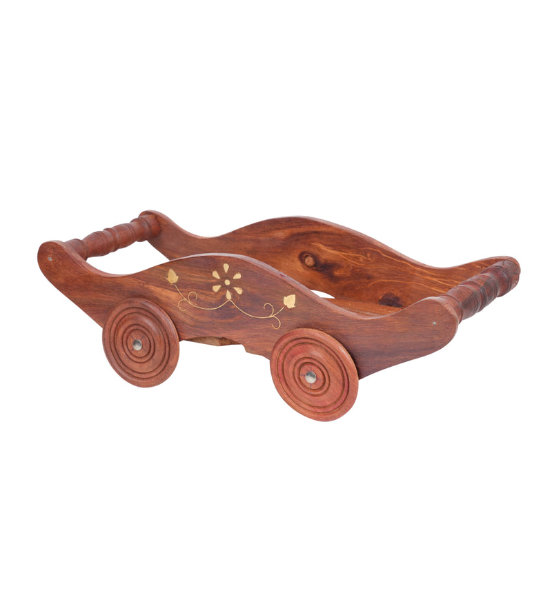 Traditional Charm: Handcrafted Rosewood Trolley with Lidded Boxes