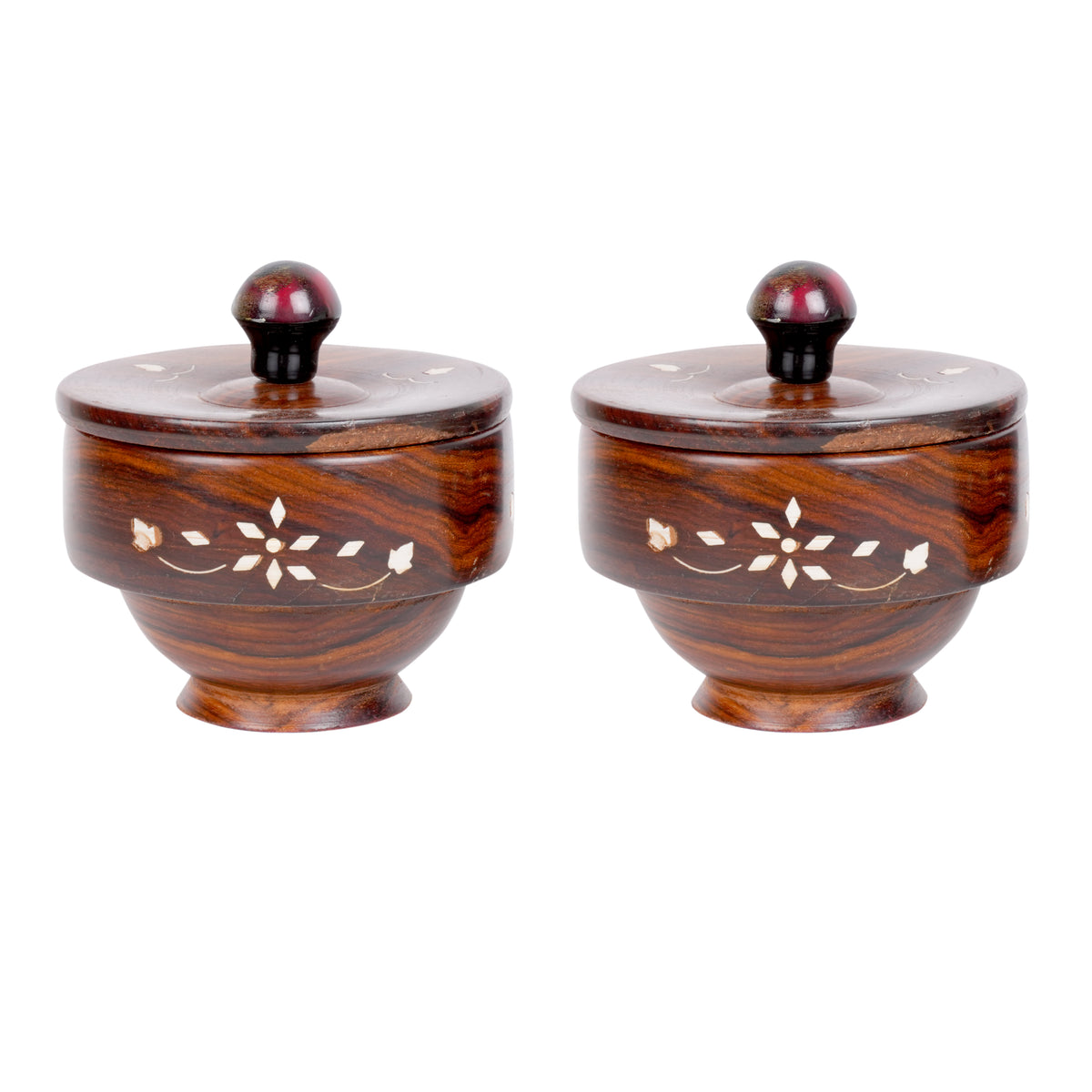 Traditional Charm: Handcrafted Rosewood Trolley with Lidded Boxes