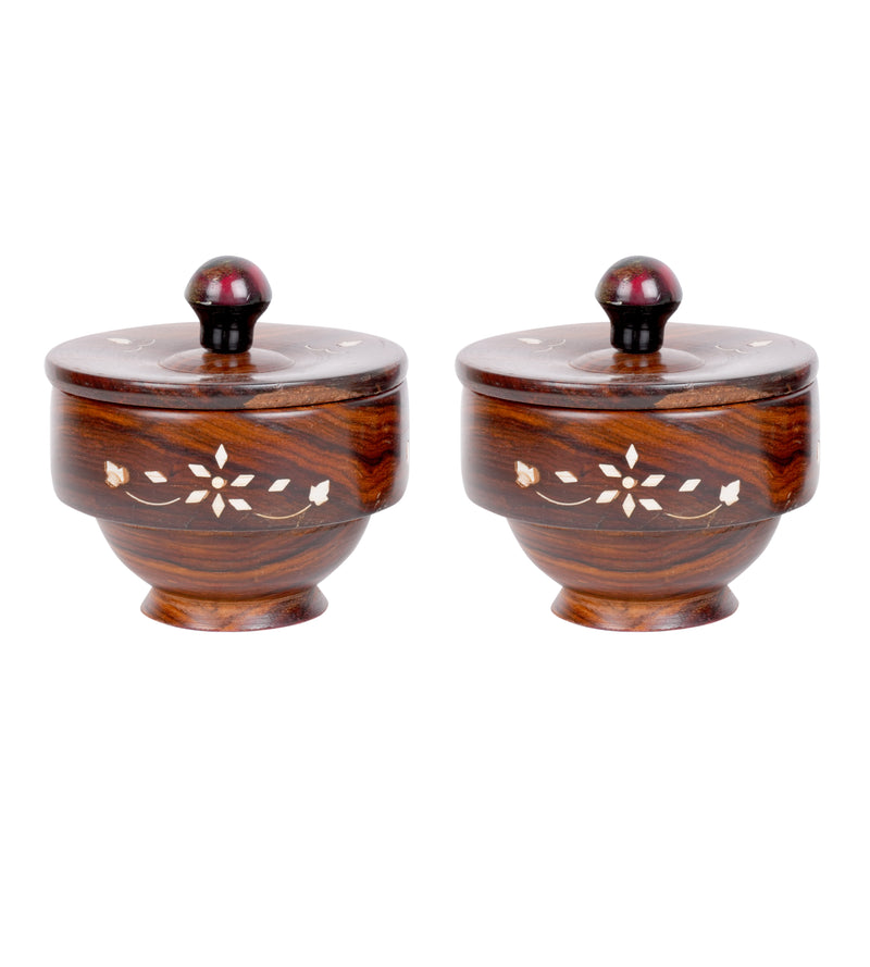 Traditional Charm: Handcrafted Rosewood Trolley with Lidded Boxes