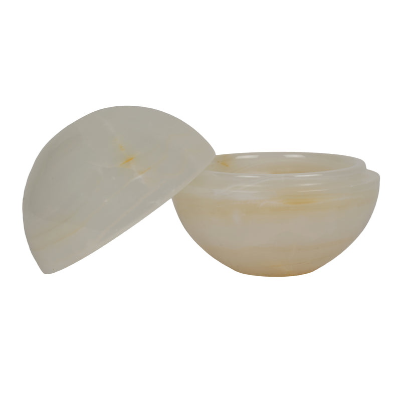 Handcrafted Onyx Candy Box with Lid | Creative Natural Banded Marble Trinket Dish