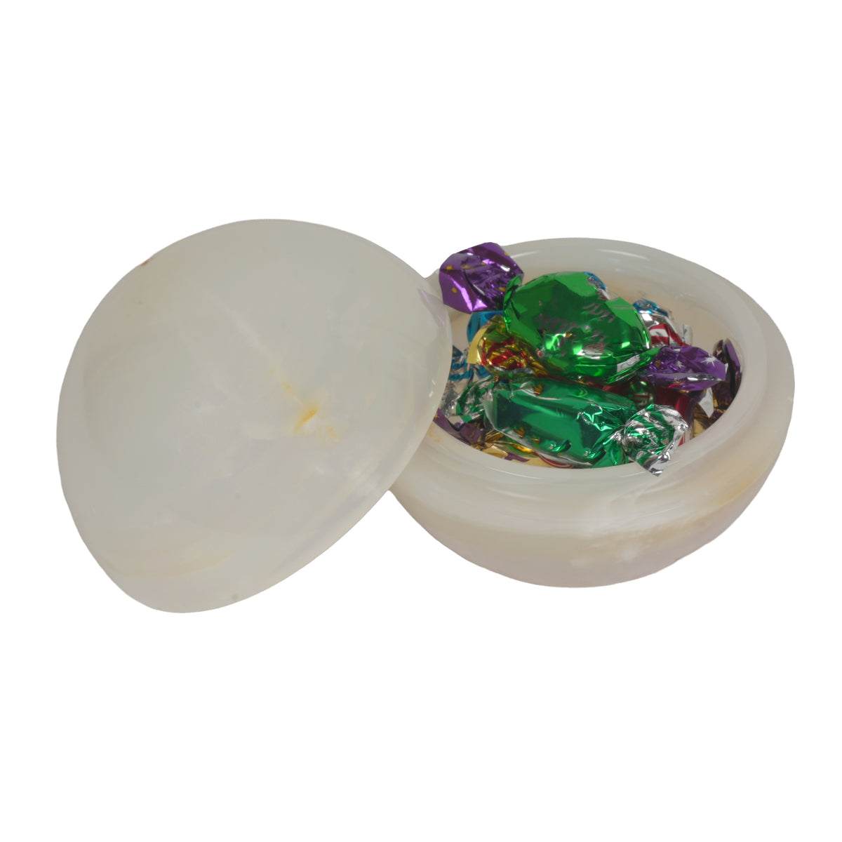 Handcrafted Onyx Candy Box with Lid | Creative Natural Banded Marble Trinket Dish