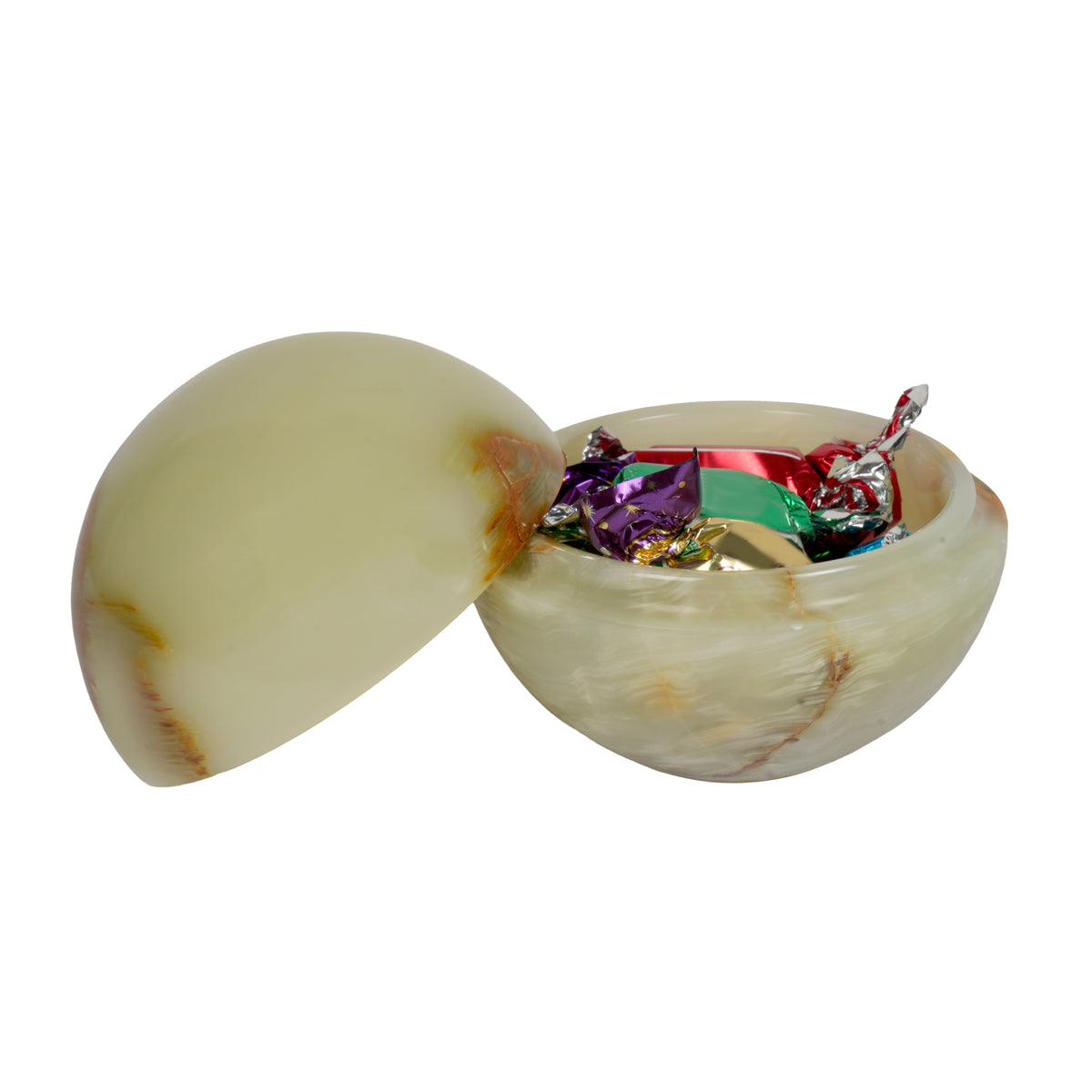 Handcrafted Onyx Candy Box with Lid | Creative Natural Banded Marble Trinket Dish