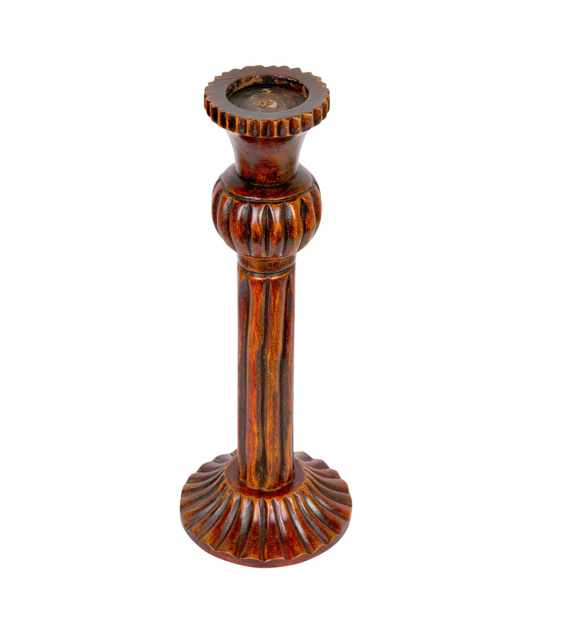 Antique-Style Rajasthani Wooden Candleholders – Rustic Elegance