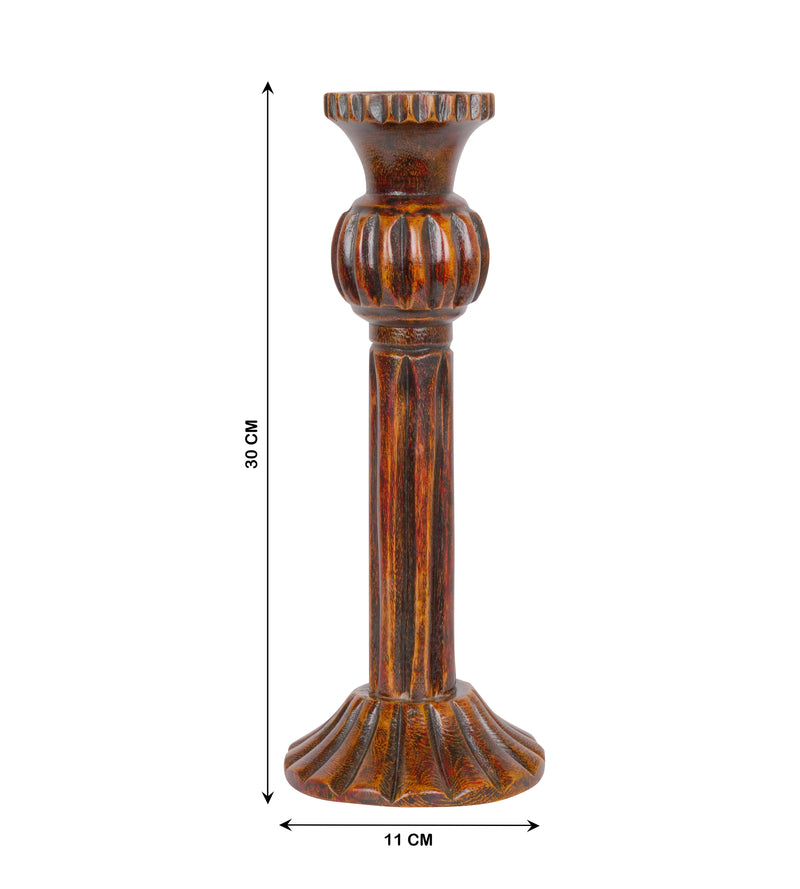 Antique-Style Rajasthani Wooden Candleholders – Rustic Elegance