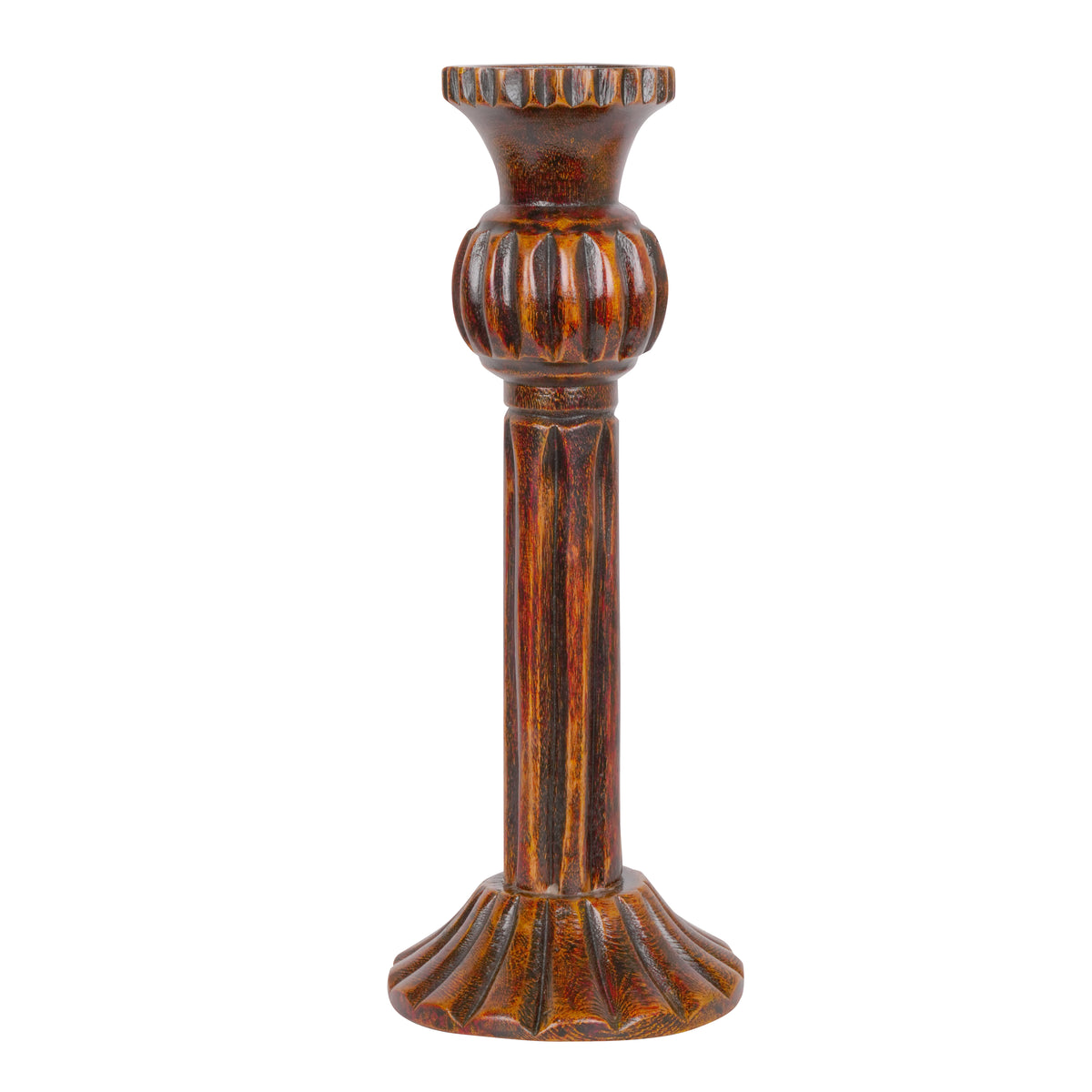 Antique-Style Rajasthani Wooden Candleholders – Rustic Elegance