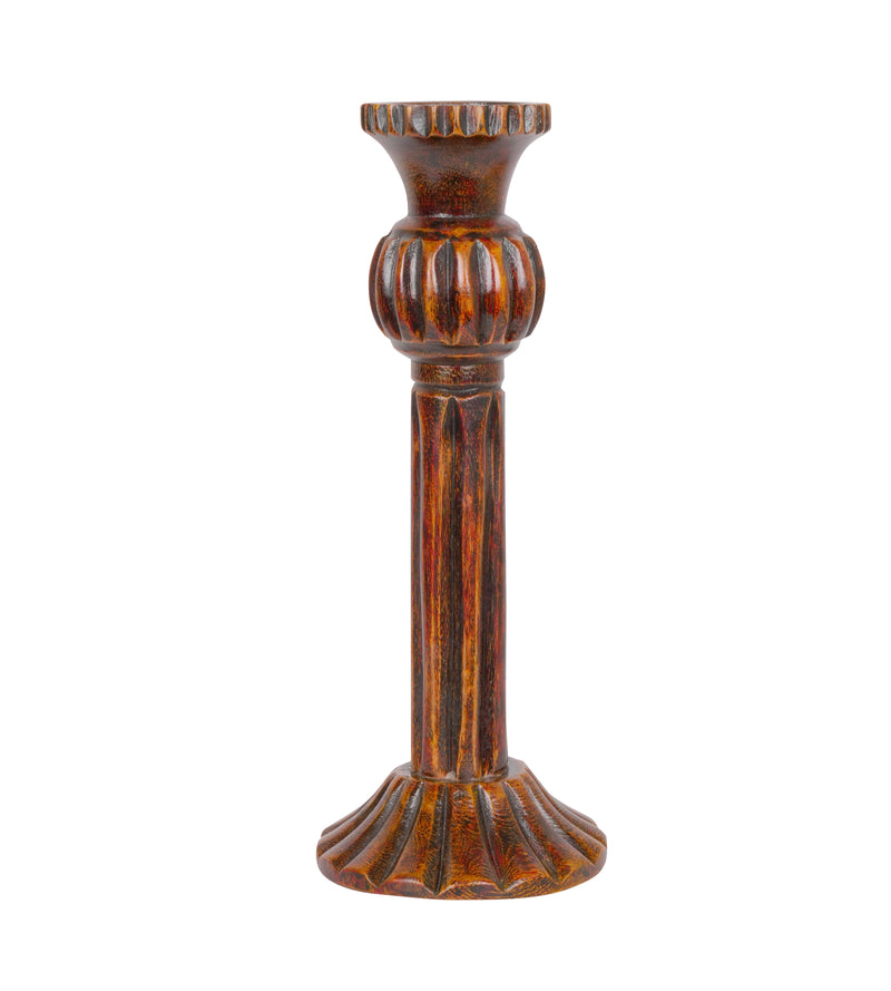 Antique-Style Rajasthani Wooden Candleholders – Rustic Elegance