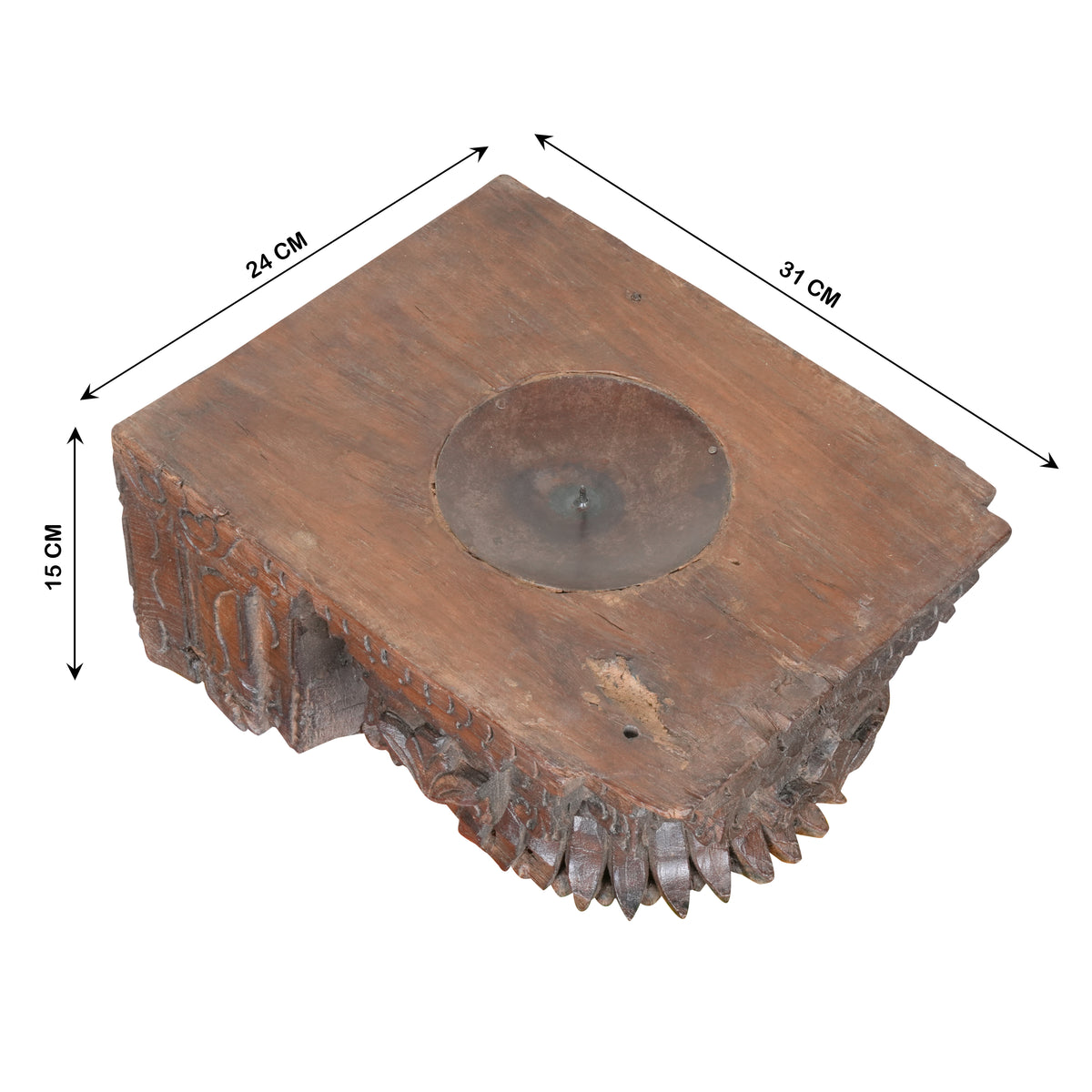 Antique Mango Wood Candle Holder – Handcrafted Elegance from Rajasthan