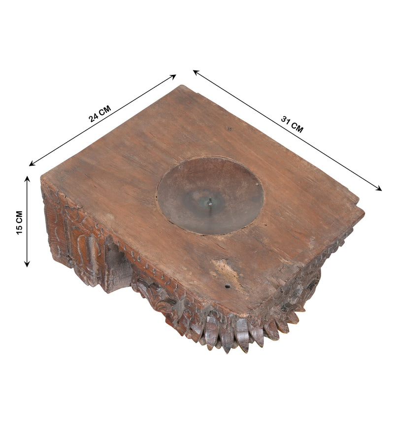 Antique Mango Wood Candle Holder – Handcrafted Elegance from Rajasthan