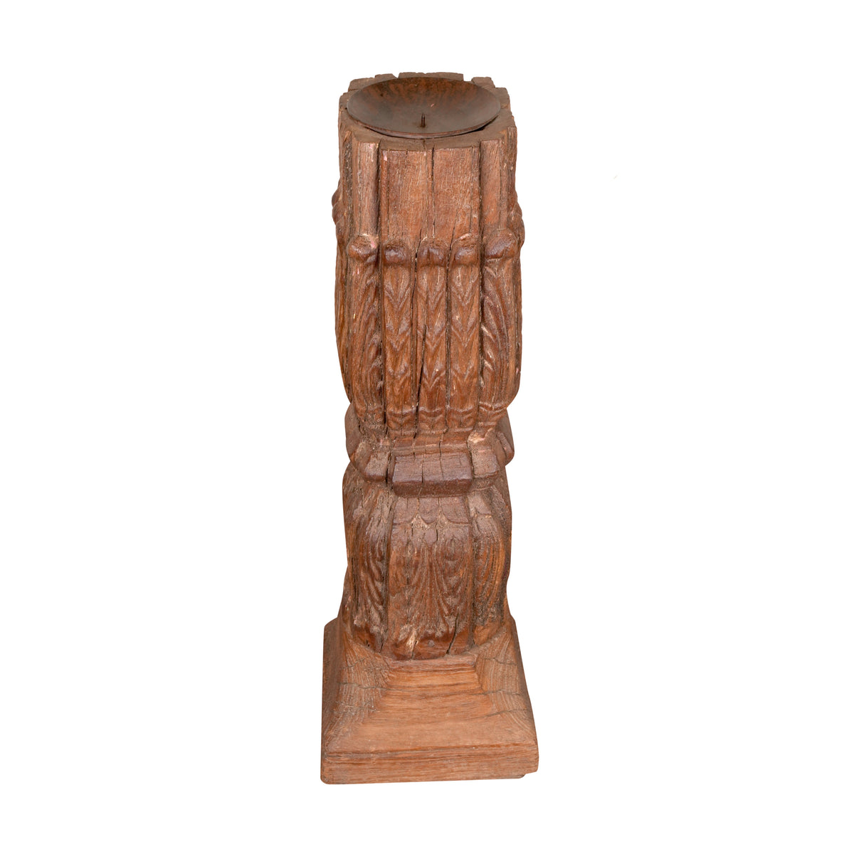 Antique Wooden Candle Holder – Traditional Design with Vintage Appeal