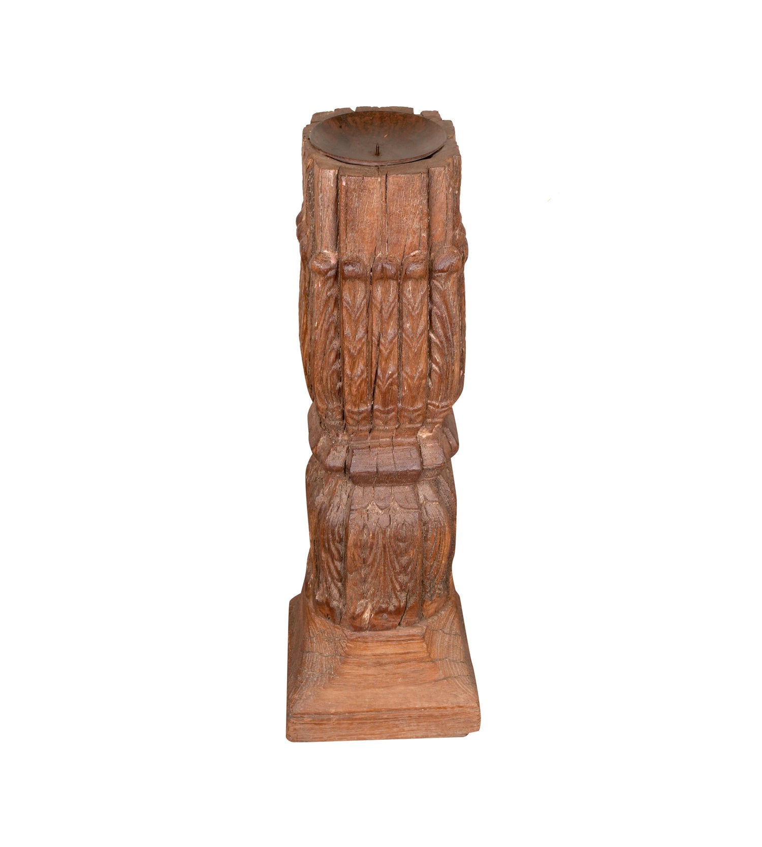 Antique Wooden Candle Holder – Traditional Design with Vintage Appeal