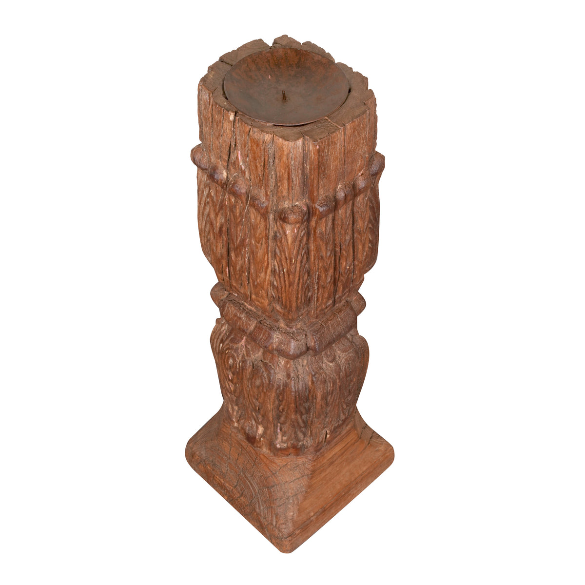 Antique Wooden Candle Holder – Traditional Design with Vintage Appeal