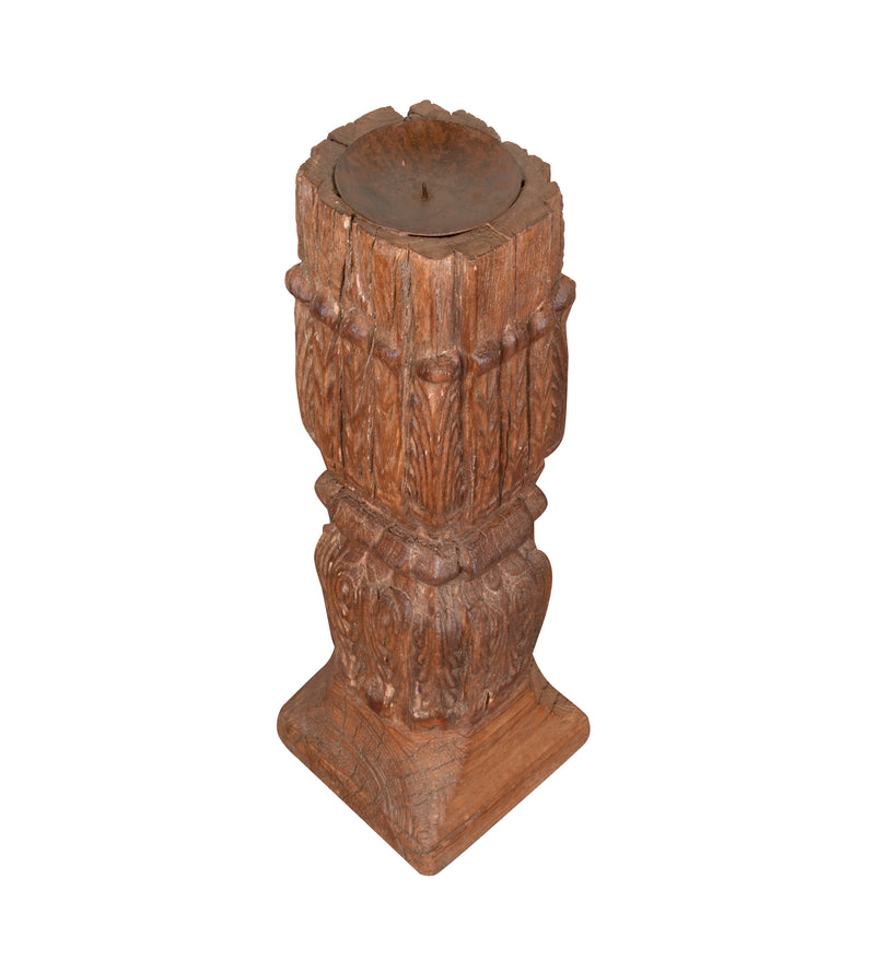 Antique Wooden Candle Holder – Traditional Design with Vintage Appeal