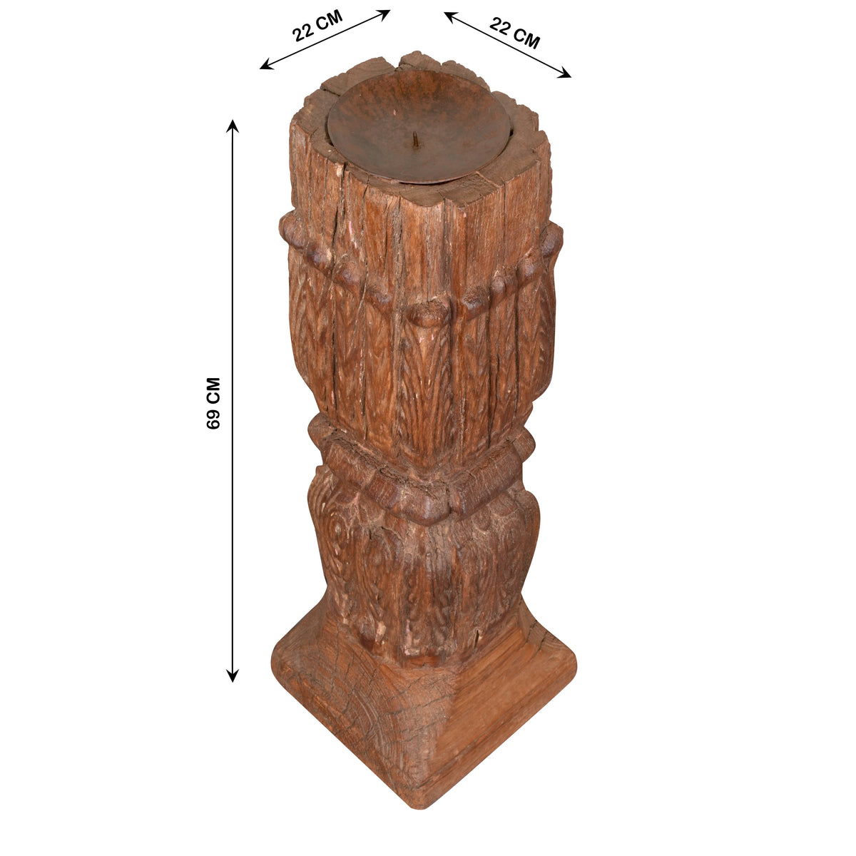Antique Wooden Candle Holder – Traditional Design with Vintage Appeal
