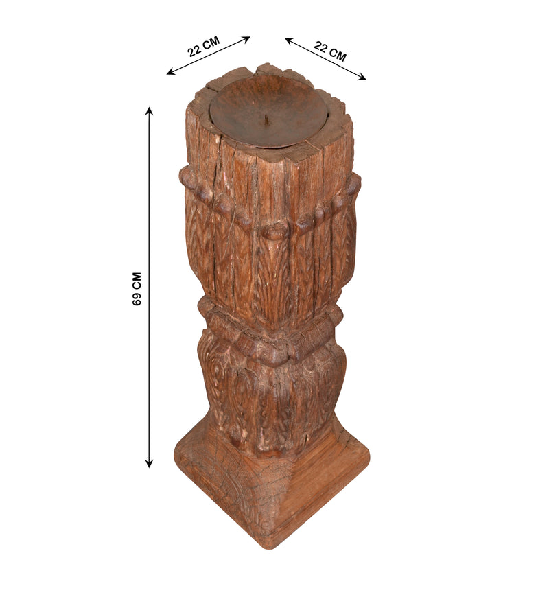 Antique Wooden Candle Holder – Traditional Design with Vintage Appeal