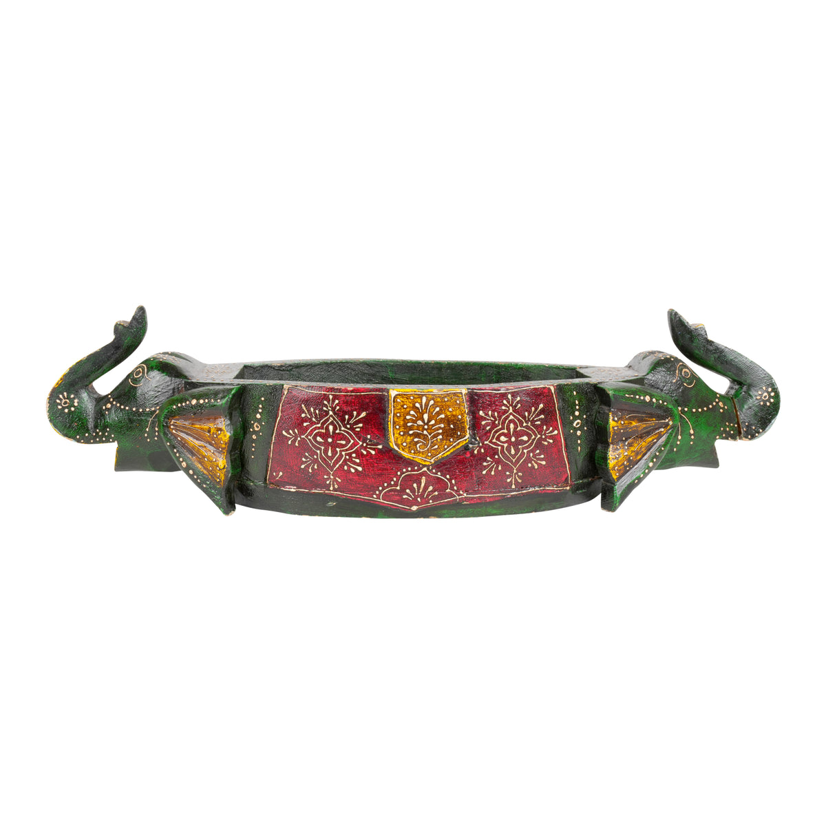 Handcrafted Decorative Wooden Bowl – Traditional Rajasthani Art with Peacock Motifs