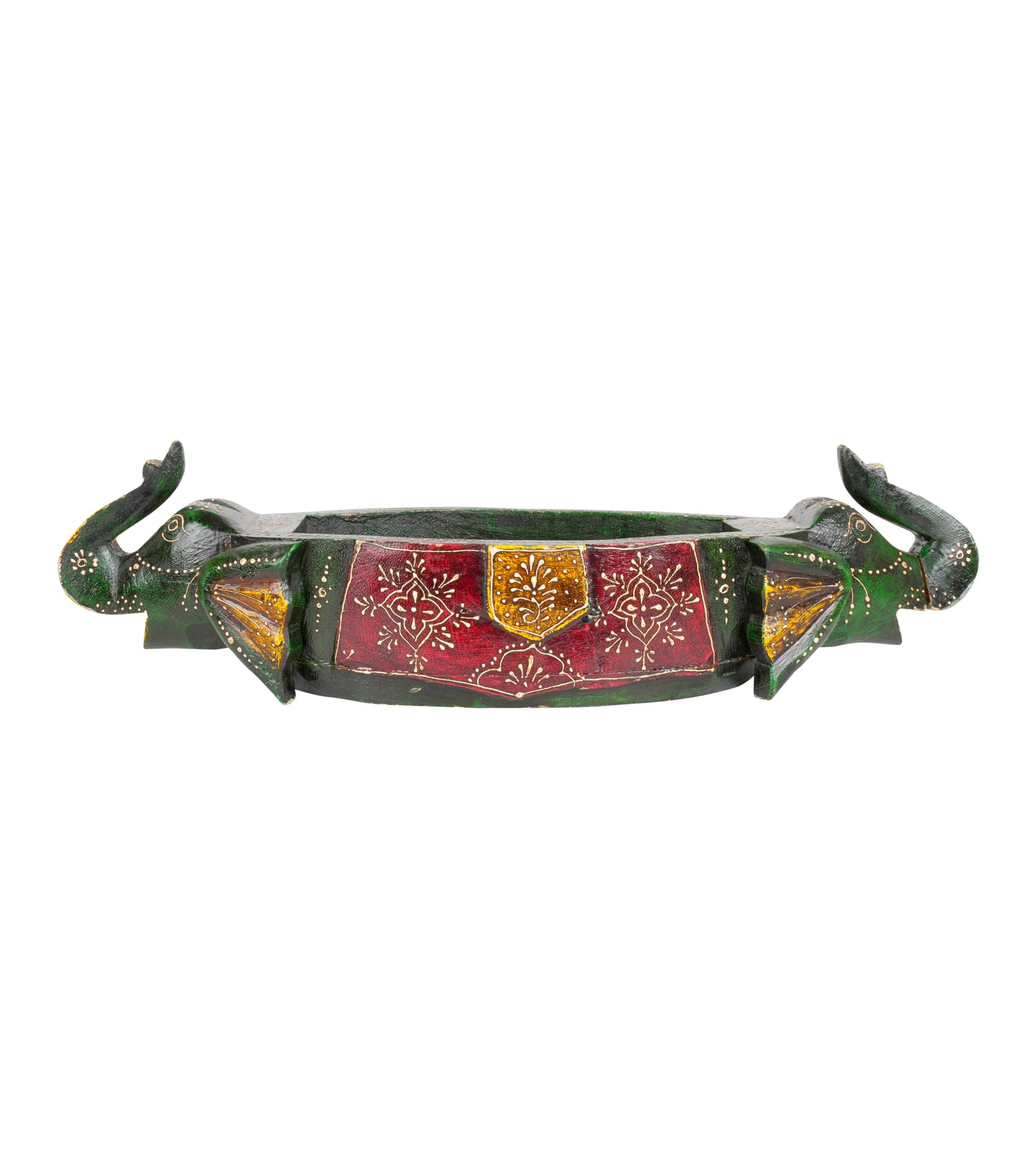 Handcrafted Decorative Wooden Bowl – Traditional Rajasthani Art with Peacock Motifs