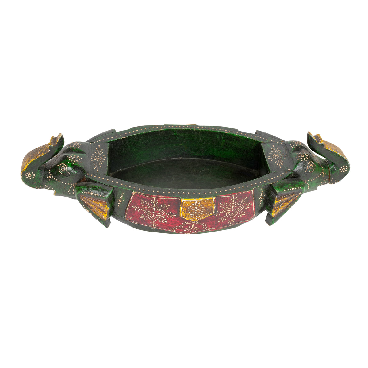 Handcrafted Decorative Wooden Bowl – Traditional Rajasthani Art with Peacock Motifs