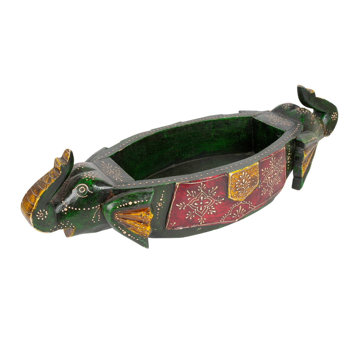 Handcrafted Decorative Wooden Bowl – Traditional Rajasthani Art with Peacock Motifs