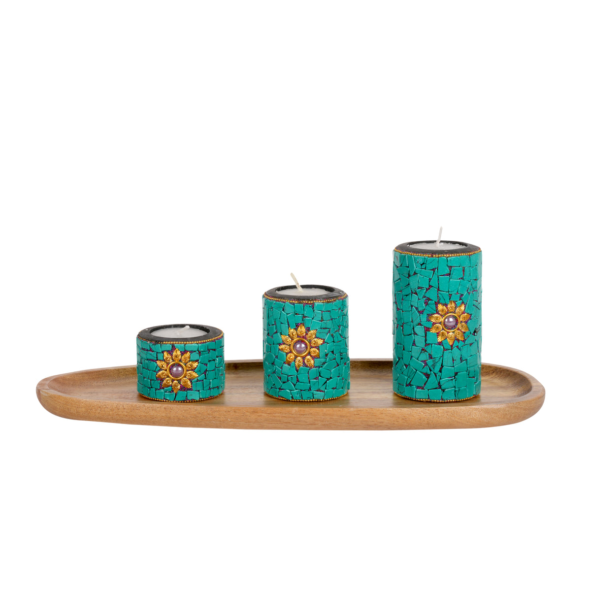 Set of 3 Handcrafted Ceramic Candle Holders
