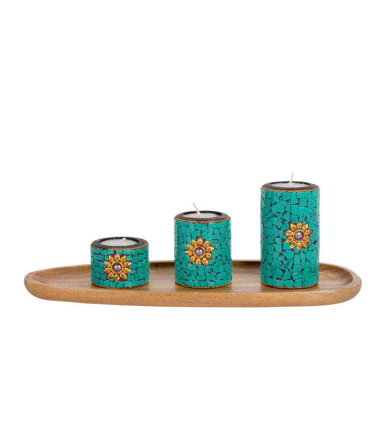 Set of 3 Handcrafted Ceramic Candle Holders