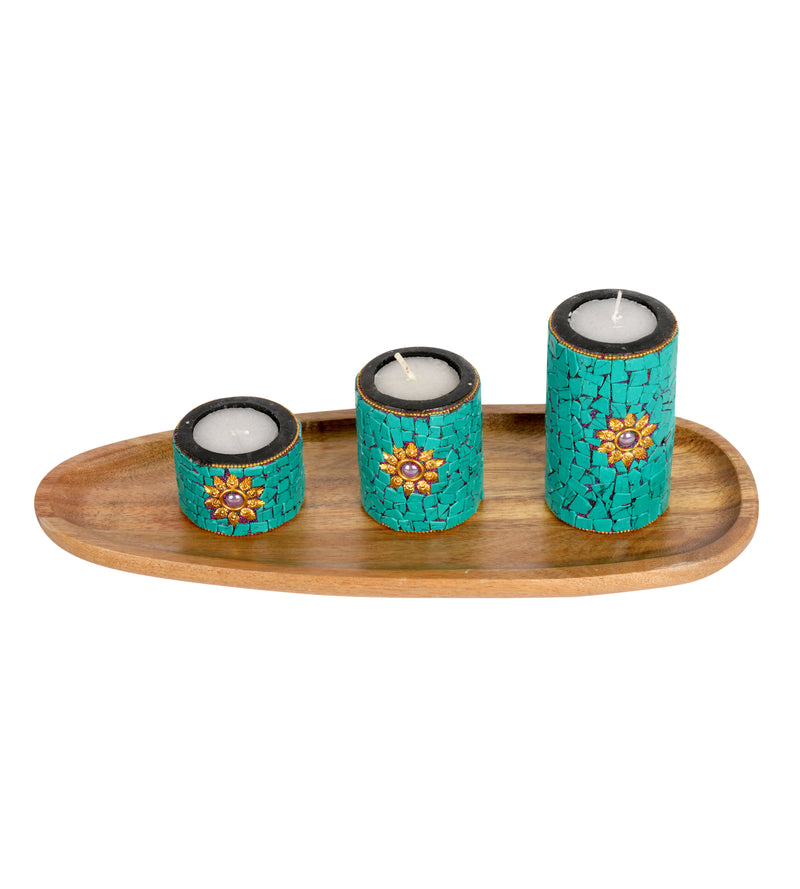 Set of 3 Handcrafted Ceramic Candle Holders
