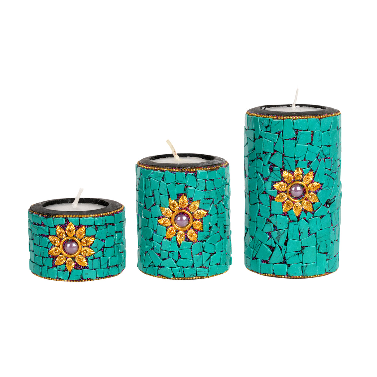 Set of 3 Handcrafted Ceramic Candle Holders