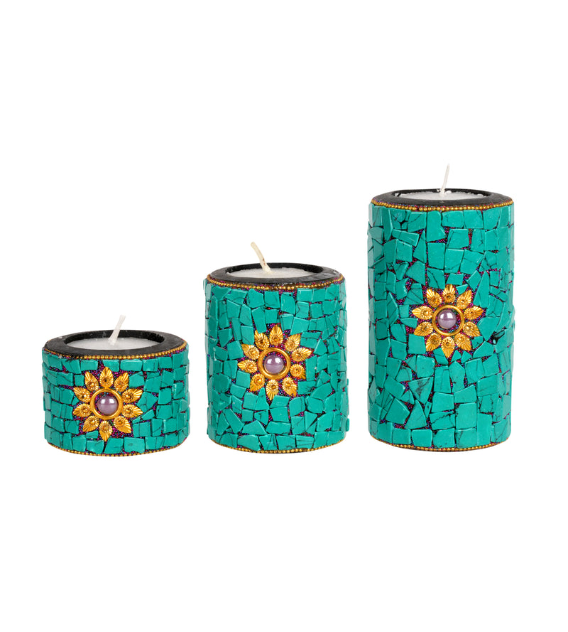 Set of 3 Handcrafted Ceramic Candle Holders