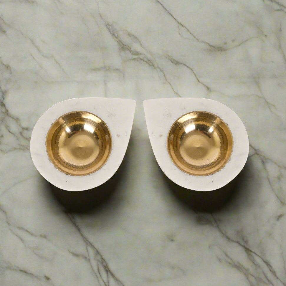 Elegant Marble & Brass Tealight Candle Holder