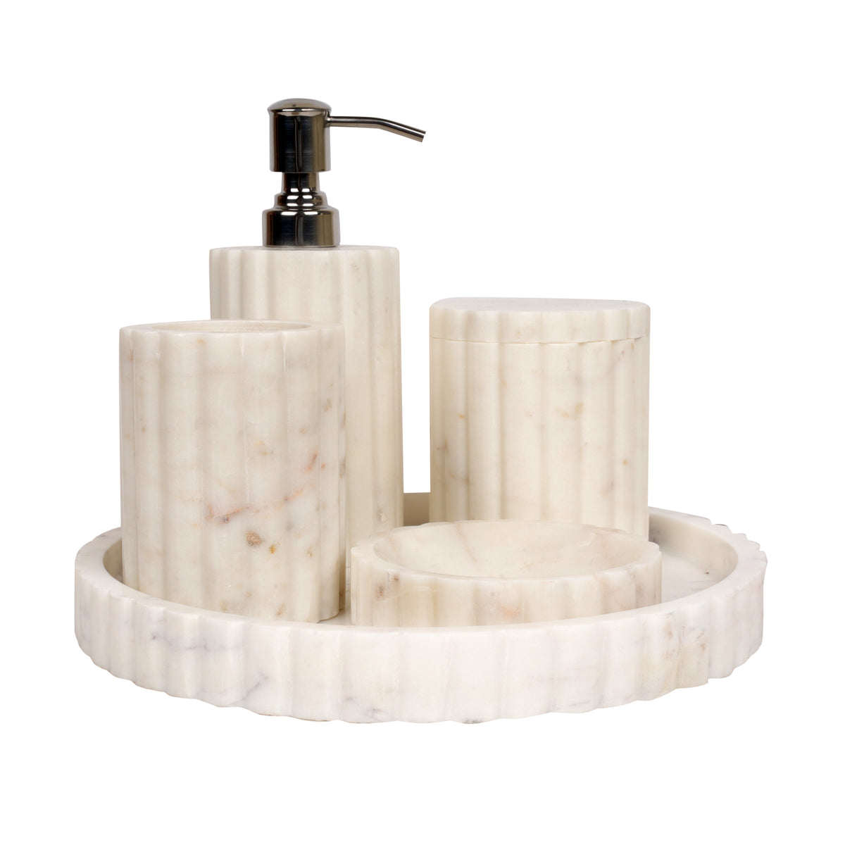 Modern White Marble Bathroom Accessory Set